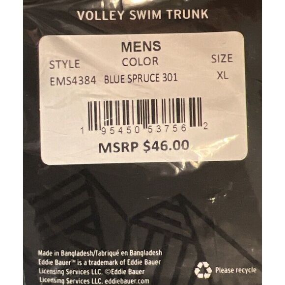 New $46 Eddie Bauer Volley Swim Trunks Shorts Men Green‎ Orca Lined EMS4384 XL - Picture 7 of 8